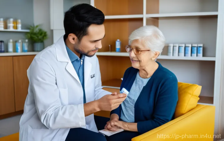 약사와 병원 약사 차이점 - **Warm Community Pharmacist Providing Health Advice**
    A friendly and approachable male community...