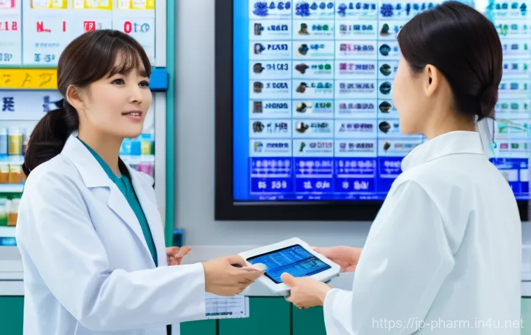 약사 약물 데이터 시각화 방법 - Enhanced Patient Counseling with Visualized Drug Data**
A scene inside a bright, clean, and modern J...