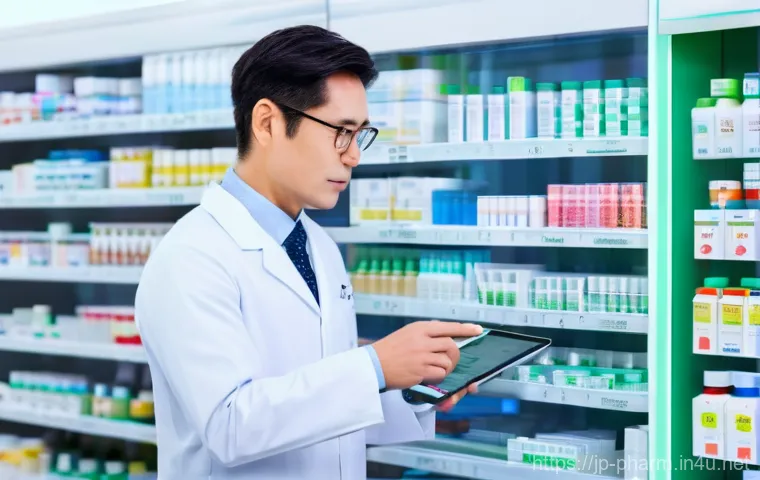 약사 약물 데이터 시각화 방법 - Enhanced Patient Counseling with Visualized Drug Data**
A scene inside a bright, clean, and modern J...