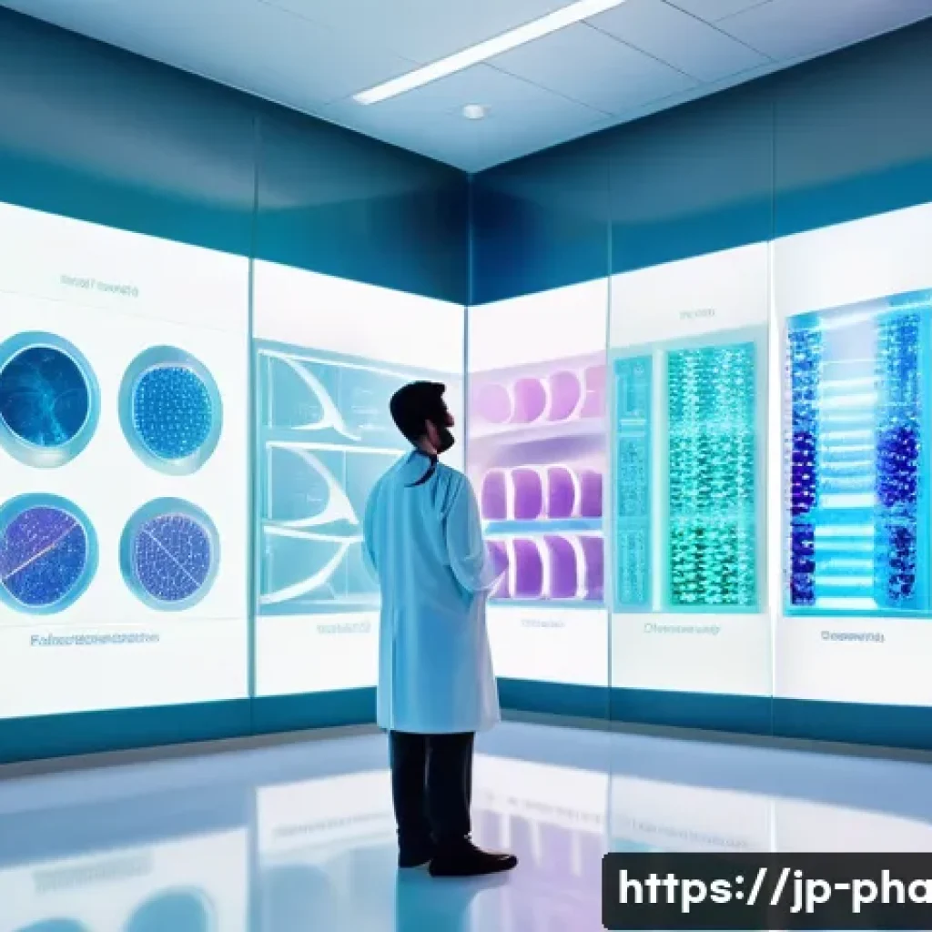 약사 약물 연구의 최신 이슈 - **Personalized Medicine - Tailored Treatment Future**
A futuristic, brightly lit medical facilit...