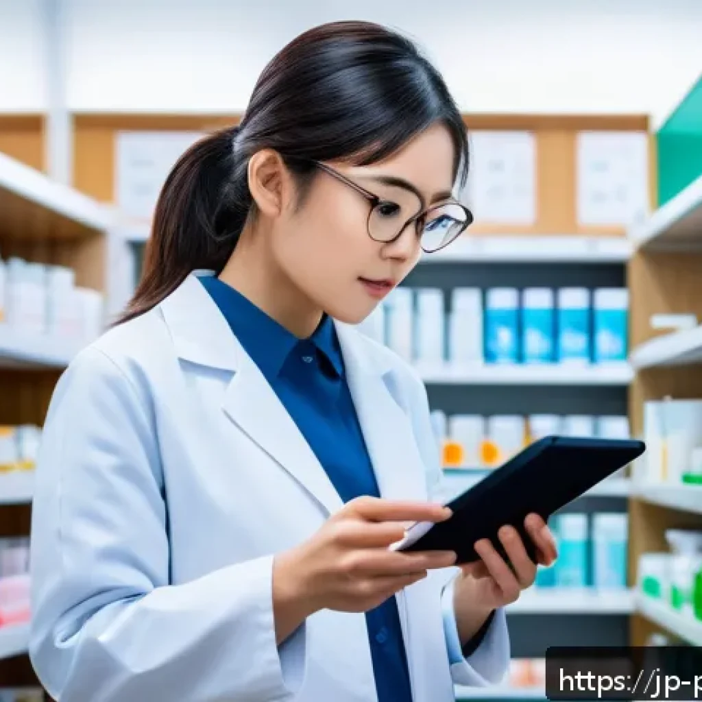 약사와 관련된 영화 및 다큐멘터리 - A busy Japanese pharmacy interior during peak hours, a focused female pharmacist wearing a white lab...