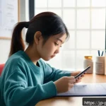 약사 시험 이론 공부 방법 - A modern study room scene with a young Japanese student sitting at a tidy desk in a quiet home envir...