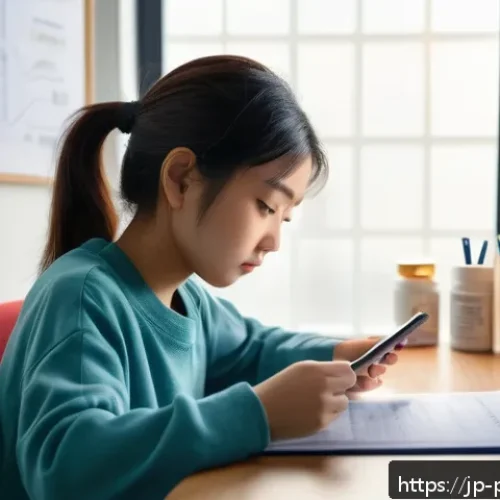 약사 시험 이론 공부 방법 - A modern study room scene with a young Japanese student sitting at a tidy desk in a quiet home envir...