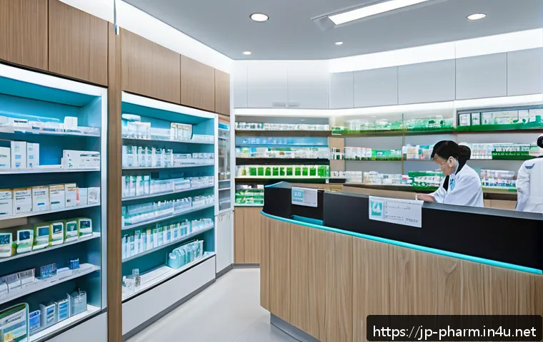 약사 약국 창업 지원금 정보 - A modern Japanese pharmacy interior designed for community healthcare support, featuring advanced di...