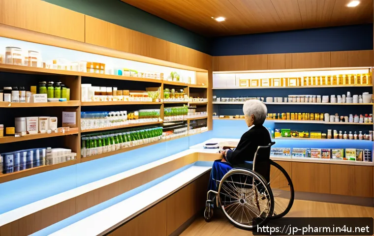 약사 약국 창업 성공 스토리 - A modern community pharmacy interior in Japan, featuring warm wooden accents and soft lighting creat...