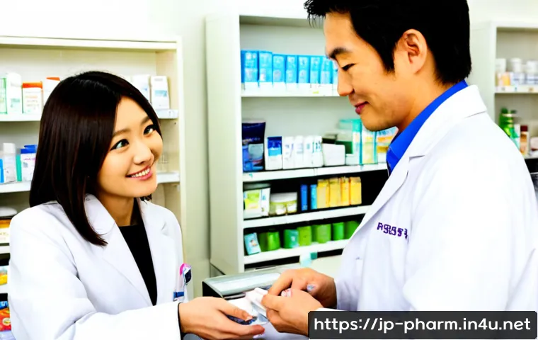 약사 약국 내 홍보 전략 - Photorealistic Japanese neighborhood pharmacy interior, friendly pharmacist in a clean white coat wa...